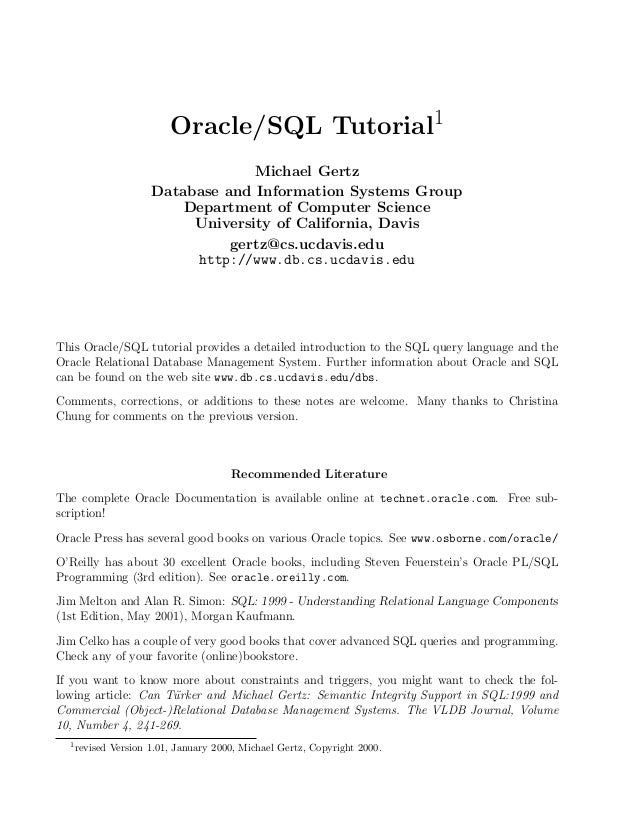 Pl Sql Tutorial Pdf